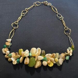 ABRA COUTURE Unique Artisan Crafted polished stone necklace